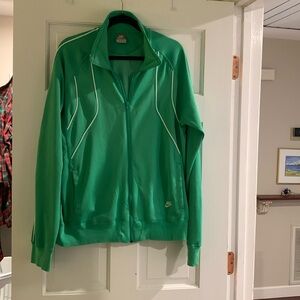 Green Nike zip up jacket with white piping